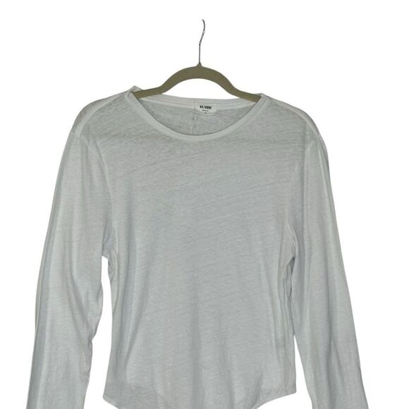 Re/DONE White Long Sleeve Boatneck Bodysuit Tee Shirt | L - Picture 3 of 7